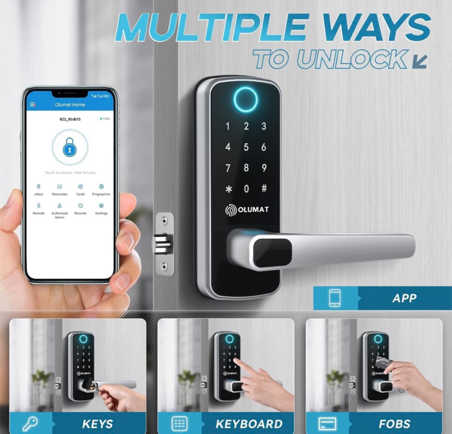OLUMAT Smart Door Lock - Auto-Lock, Multiple Unlock Options