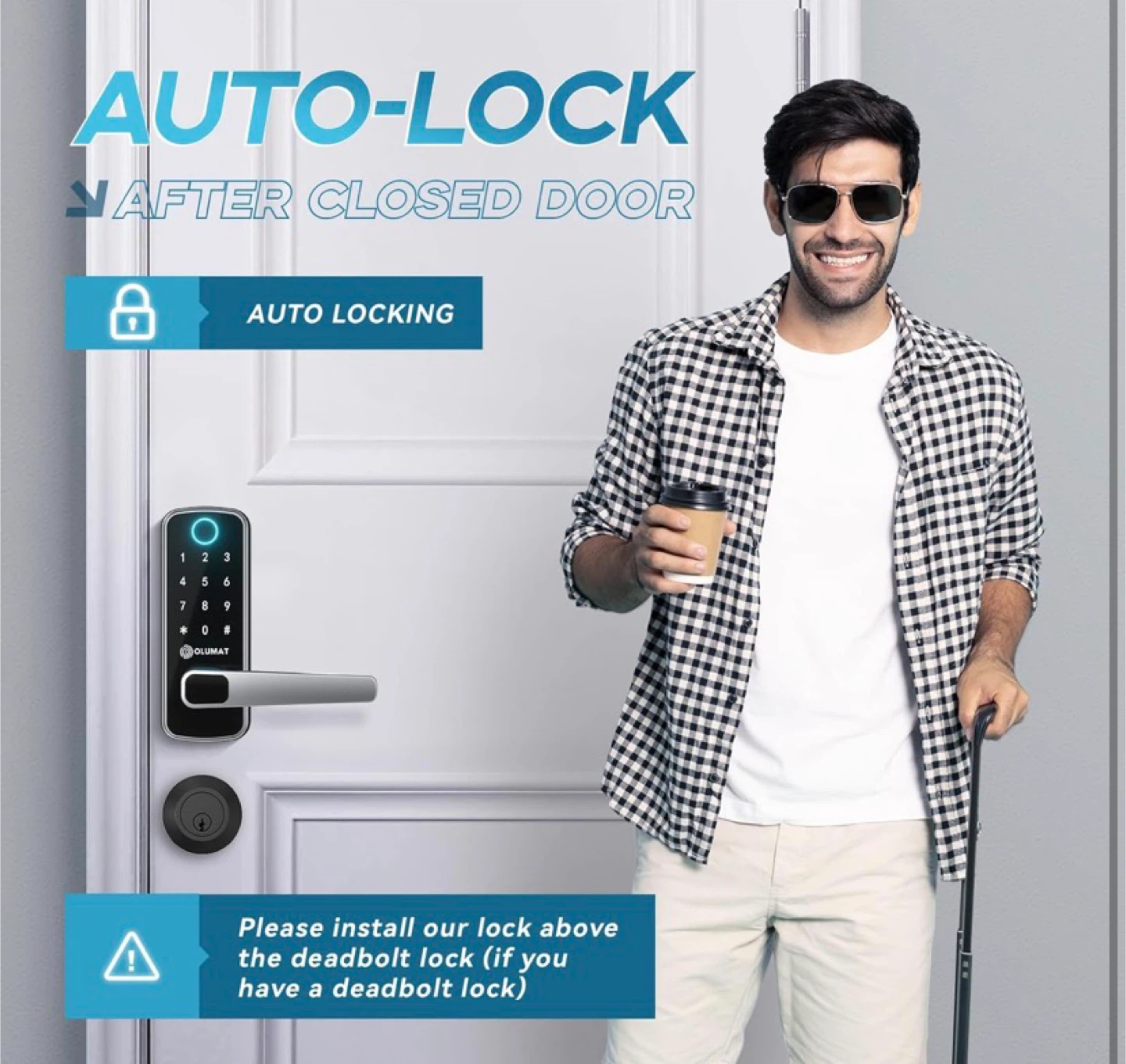 OLUMAT Smart Door Lock - Auto-Lock, Multiple Unlock Options - photo 3