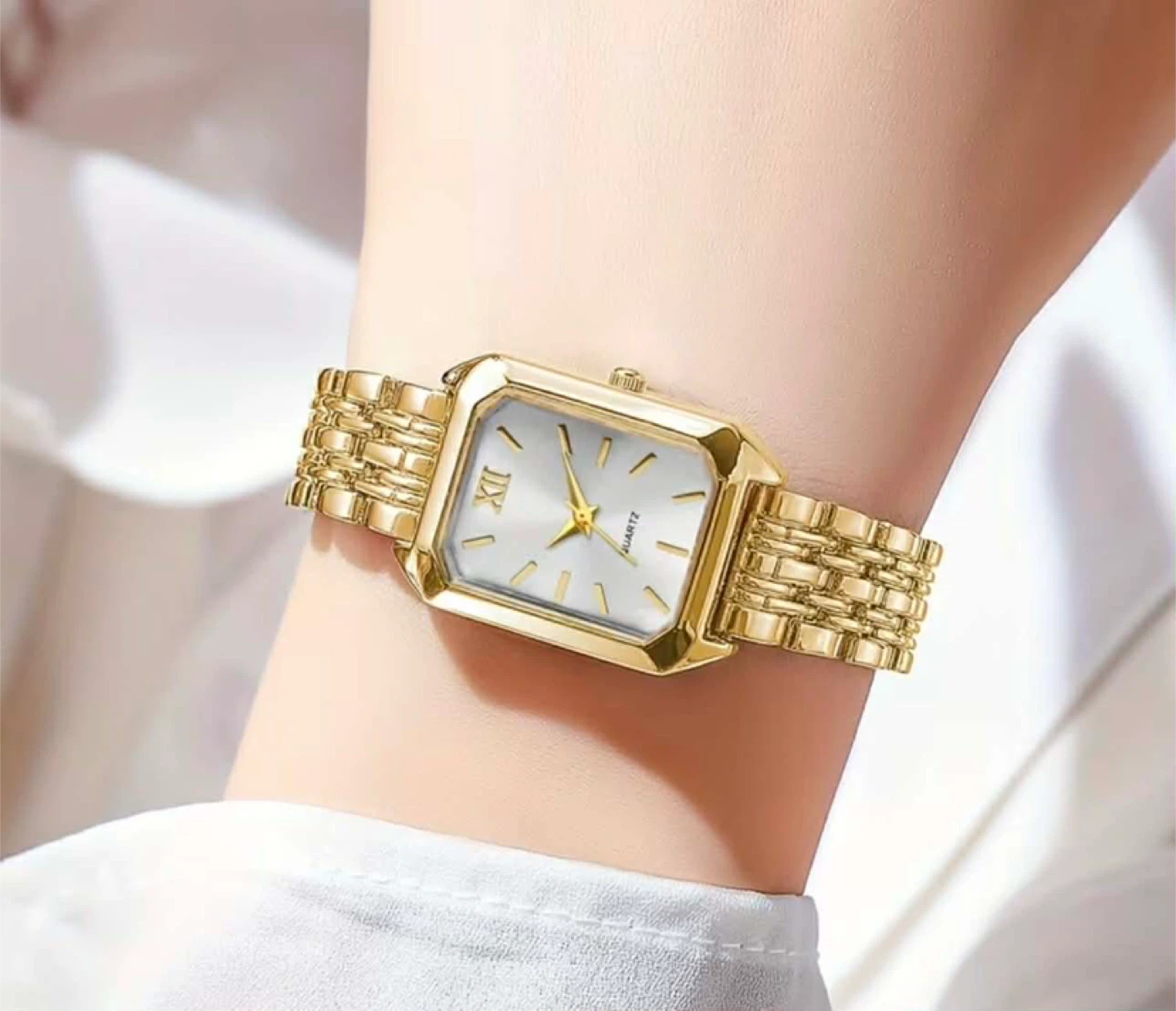 Women's Gold Rectangle Quartz Watch