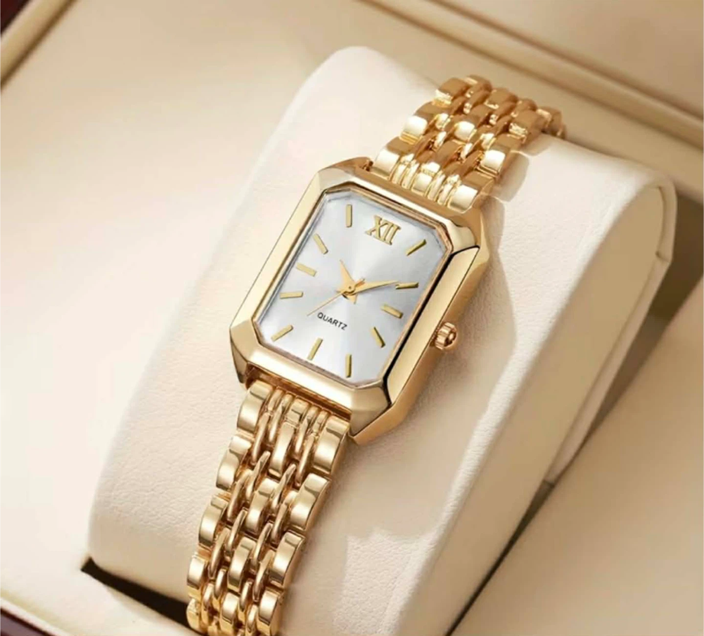 Women's Gold Rectangle Quartz Watch - photo 5