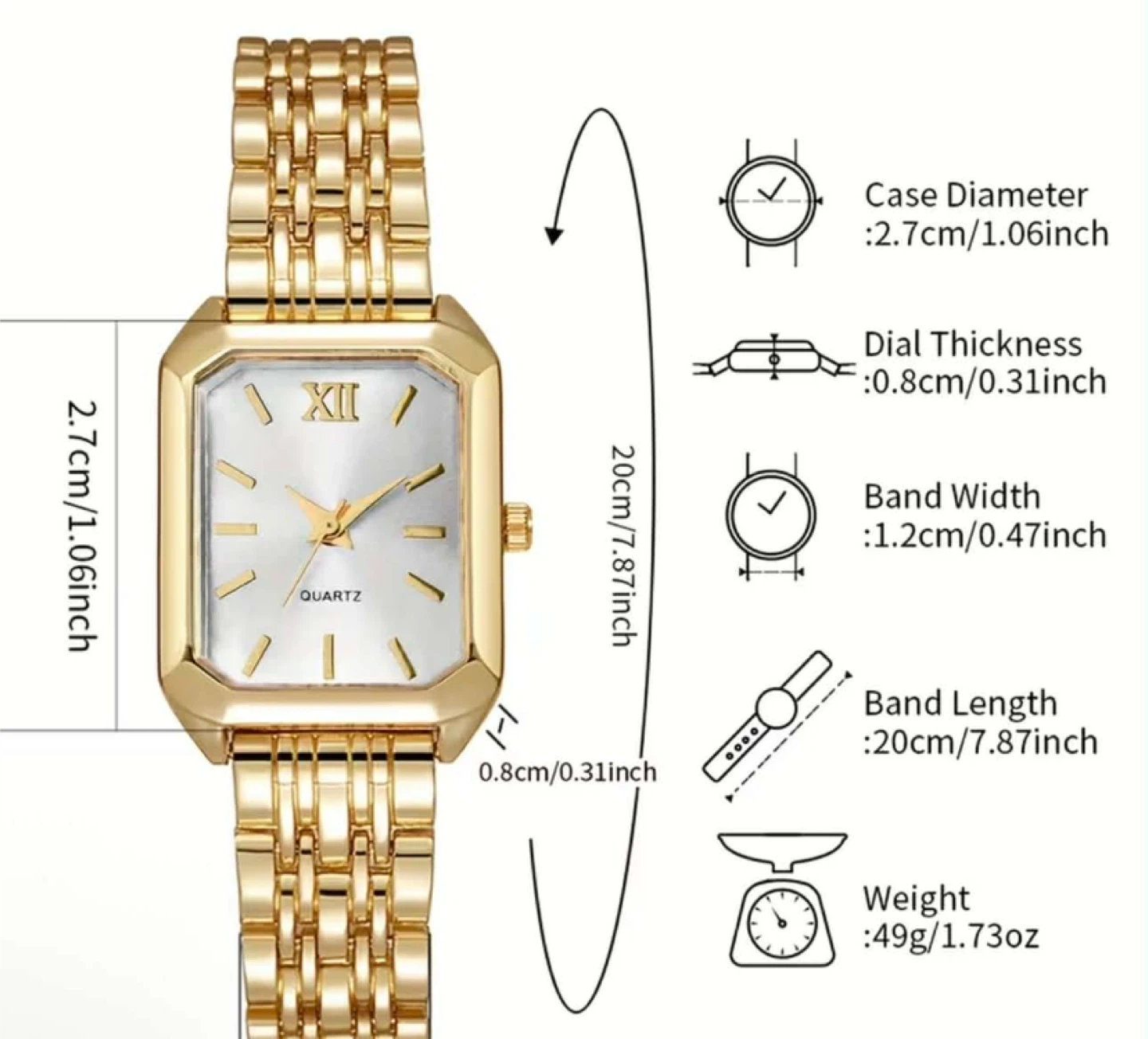 Women's Gold Rectangle Quartz Watch - photo 3