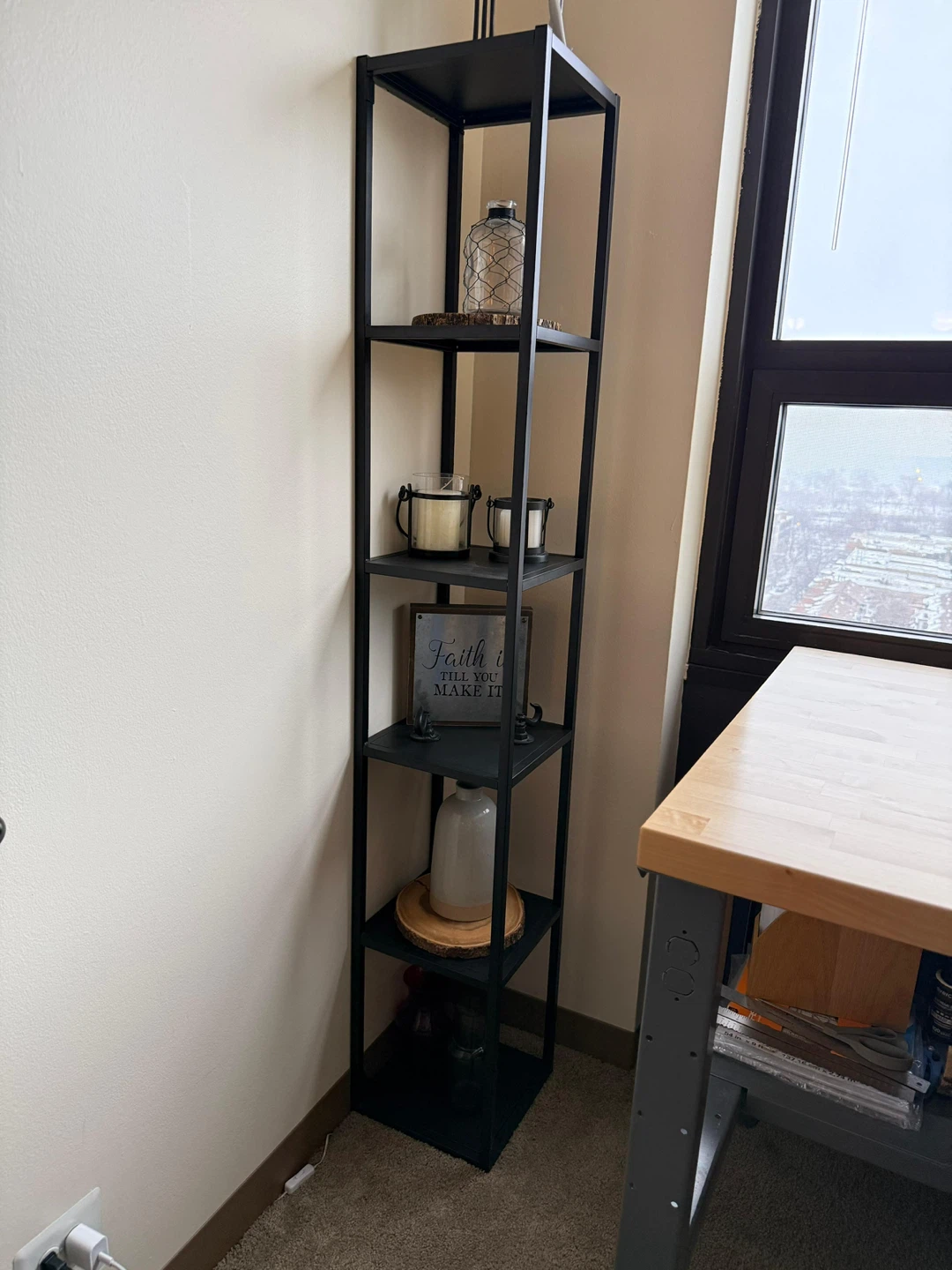 Black Metal 5-Shelf Tower Shelving Unit - photo 2