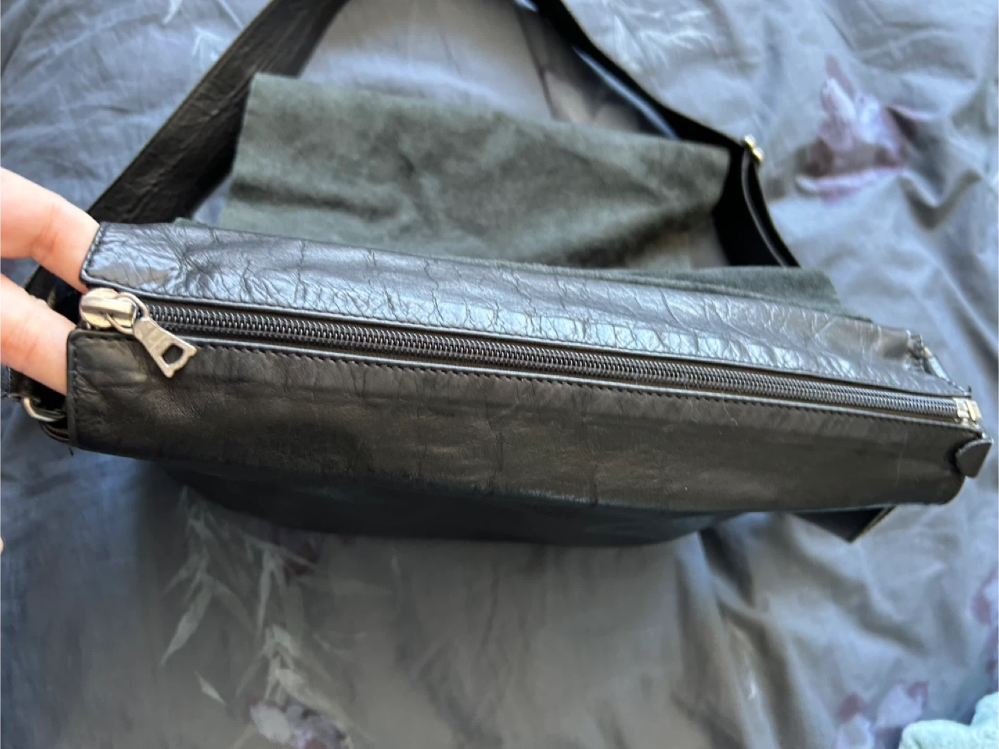 🏆MO851 Black Leather Messenger Bag - photo 3