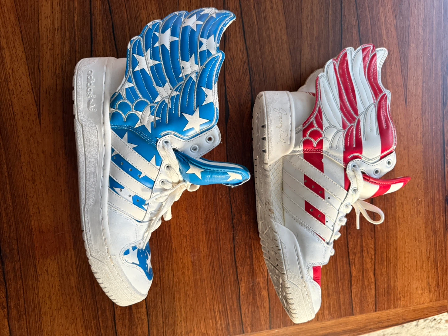 Adidas Wings High-Top Sneakers - Red, White, & Blue - photo 3