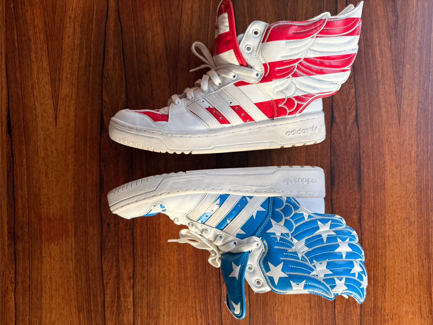 Adidas Wings High-Top Sneakers - Red, White, & Blue - photo 2