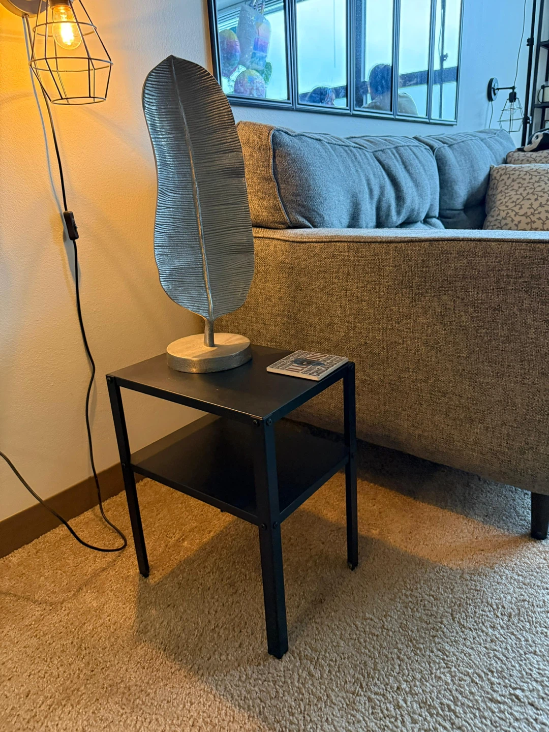 Black Metal Two-Tiered Side Table