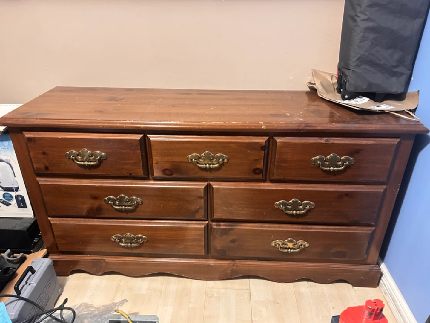 Real Wooden Dresser with 7 Drawers