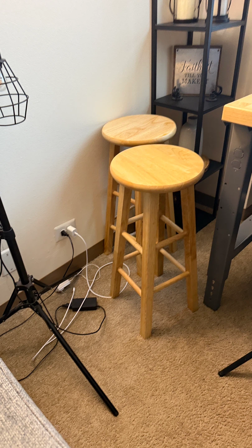Wooden Bar Stools - Set of 2