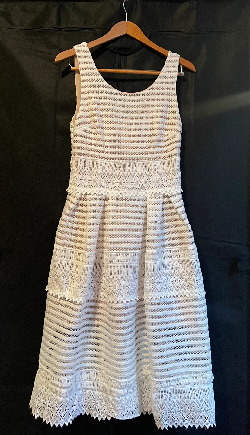 GIANNI BINI White Lace Sheath Dress Size S - photo 2