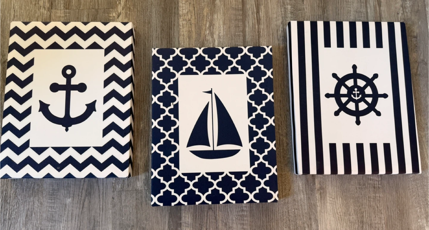 Nautical Themed Canvas Wall Art - Set of 3