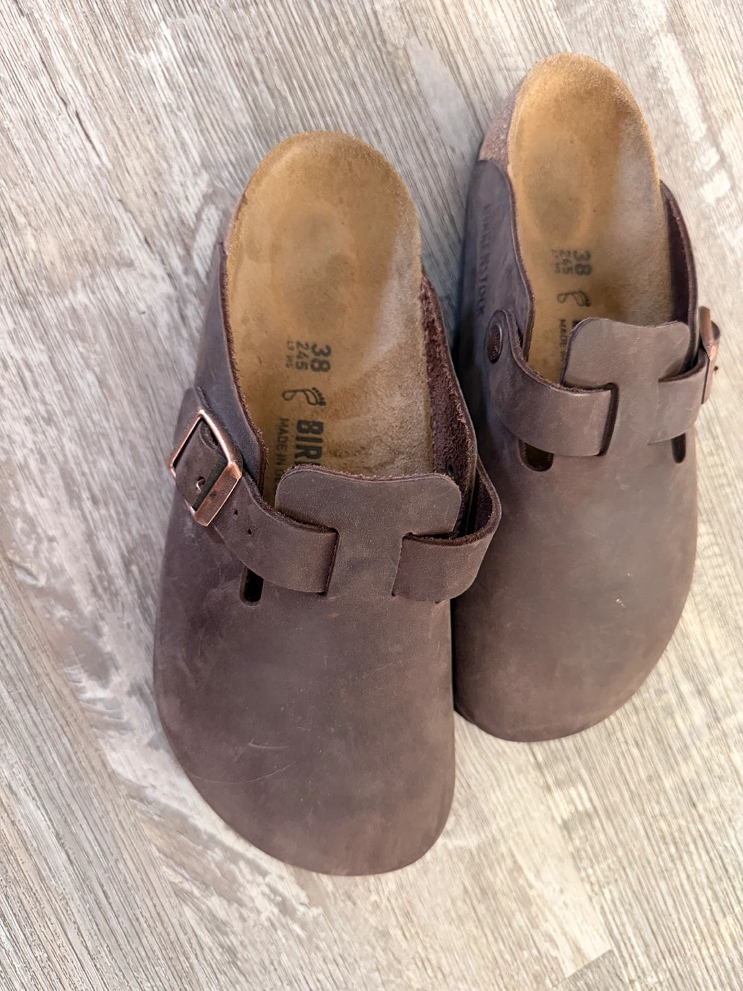 Birkenstock Brown Leather Clogs Size 38