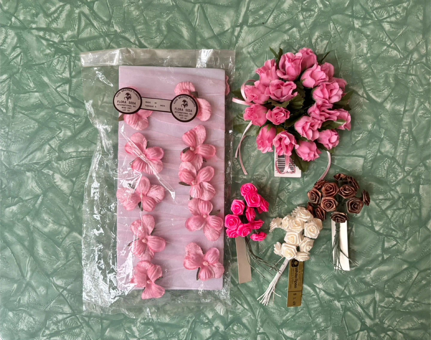 🏆New Vintage Lot of Floral Picks, Ribbons, etc