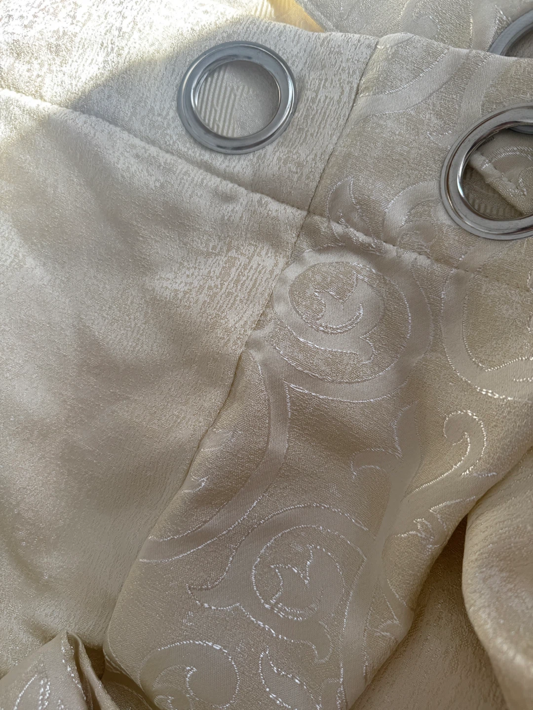 Cream Damask Grommet Curtains - photo 5