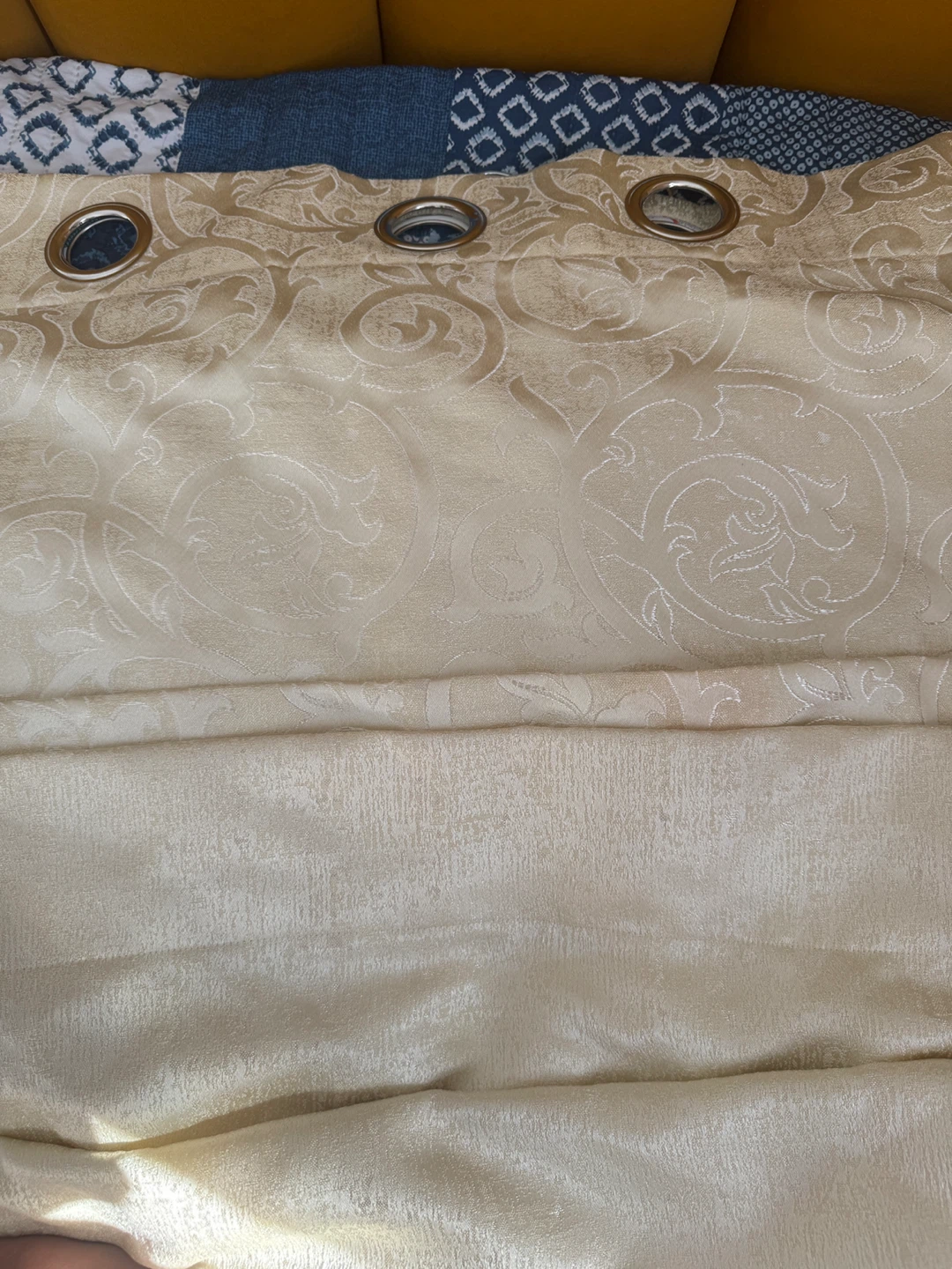 Cream Damask Grommet Curtains
