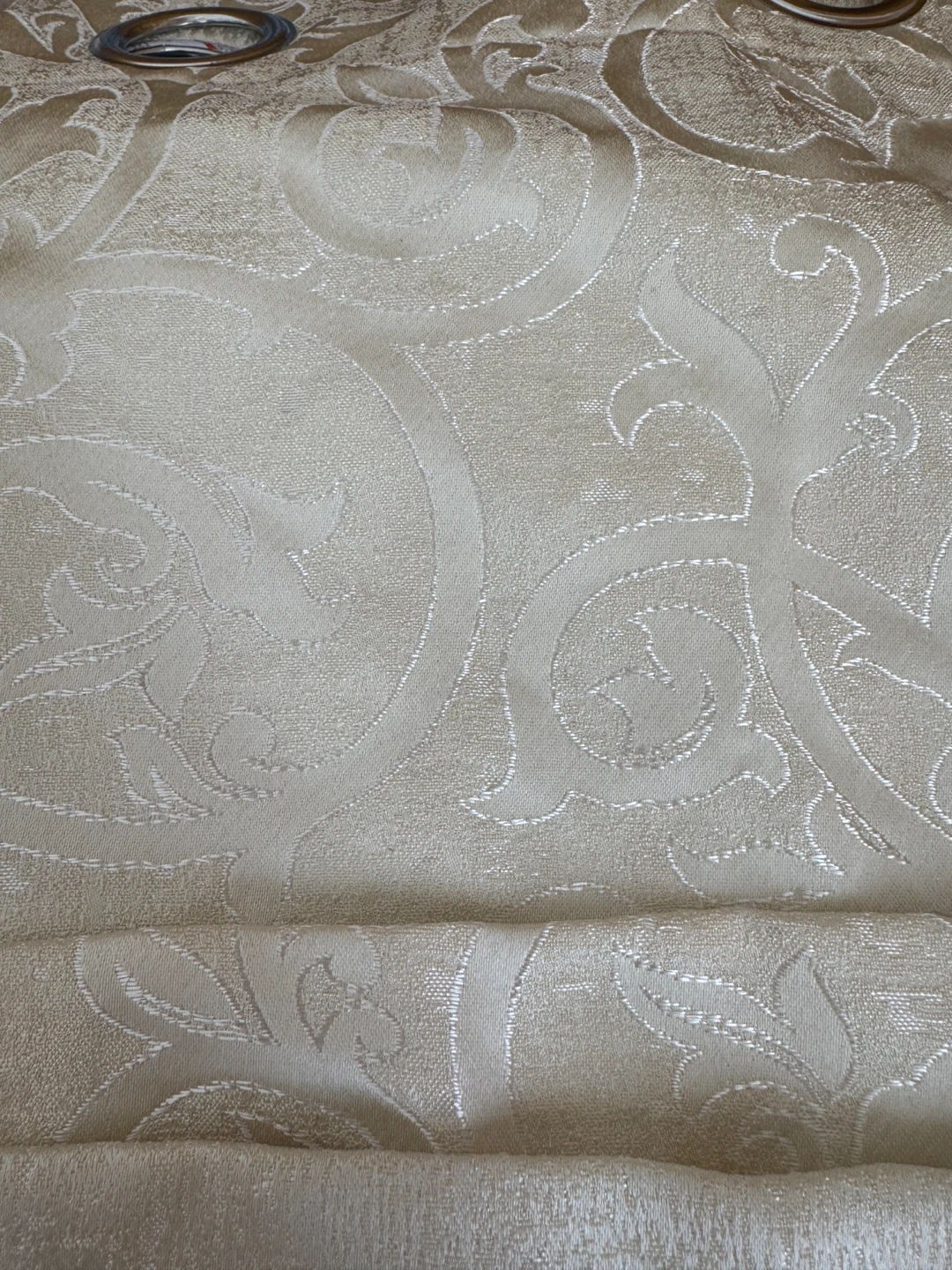 Cream Damask Grommet Curtains - photo 3