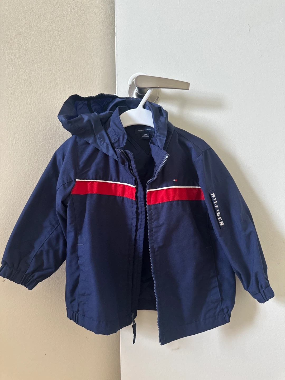 Tommy Hilfiger Navy Blue Jacket with Red Stripe