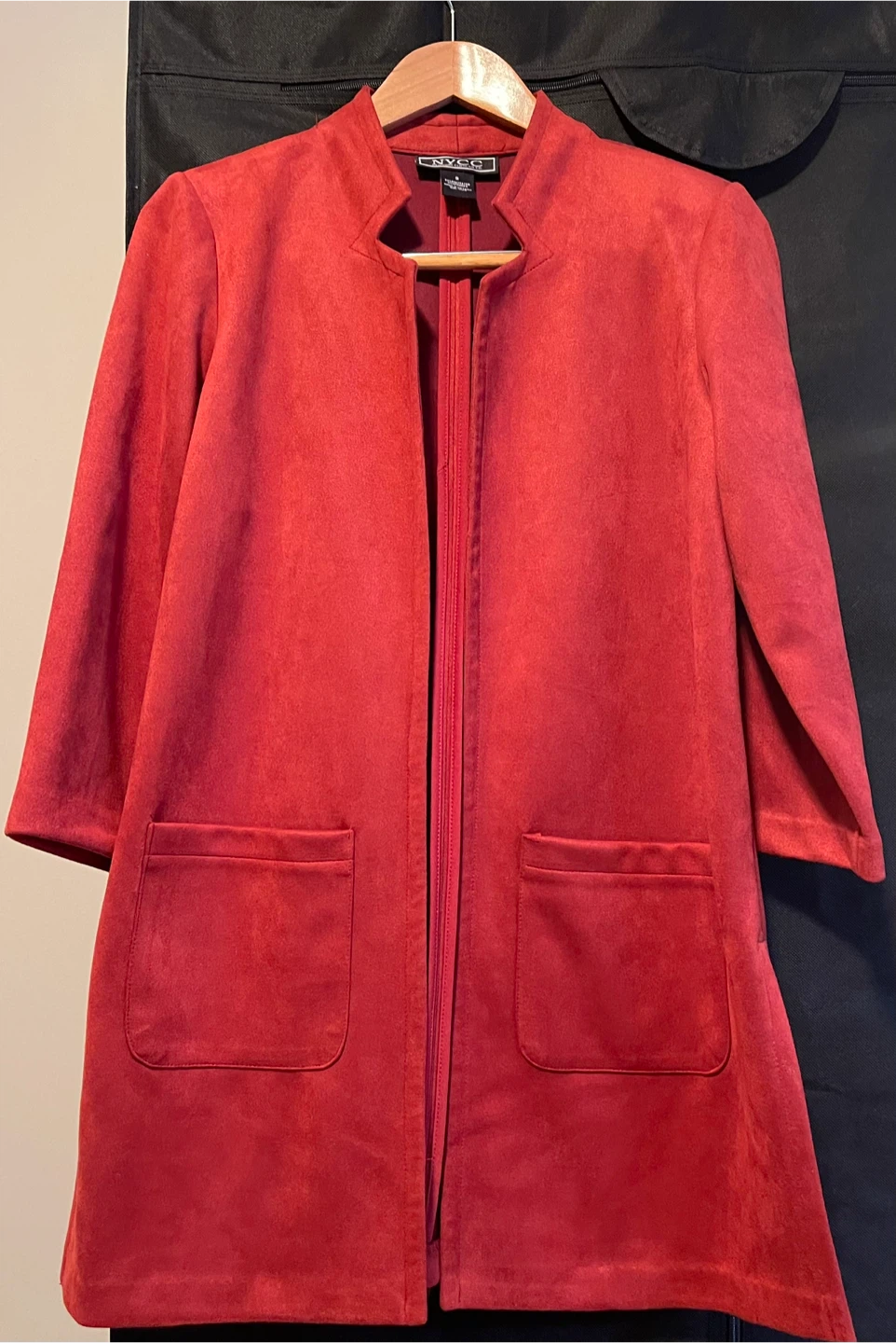 NY Collection Red Suede-like Open Front Jacket - photo 2