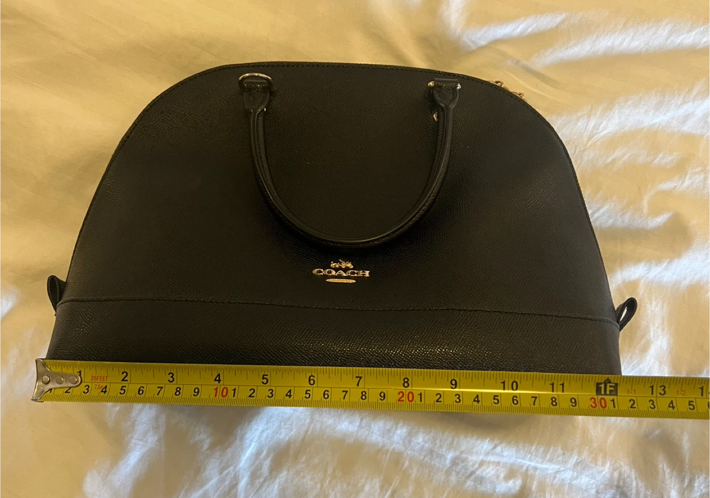 COACH Black Pebble Leather Dome Satchel Handbag - photo 3