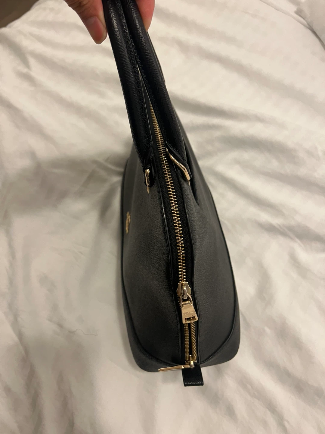 COACH Black Pebble Leather Dome Satchel Handbag - photo 2
