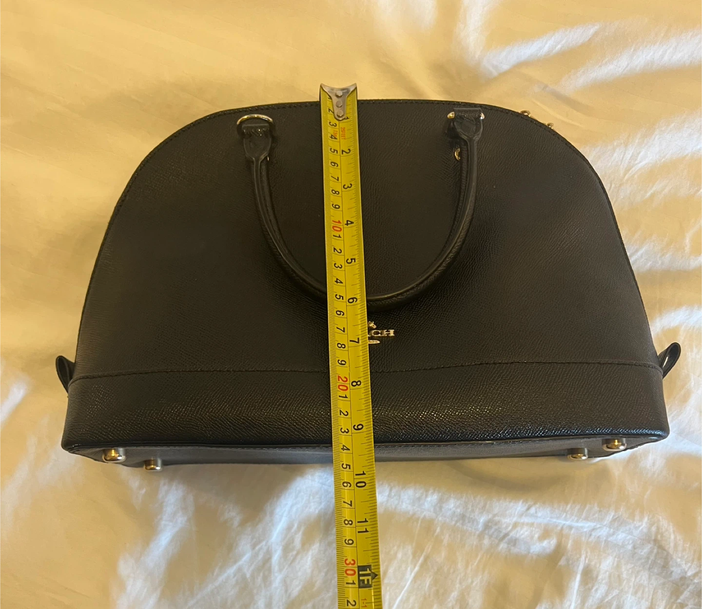 COACH Black Pebble Leather Dome Satchel Handbag - photo 4