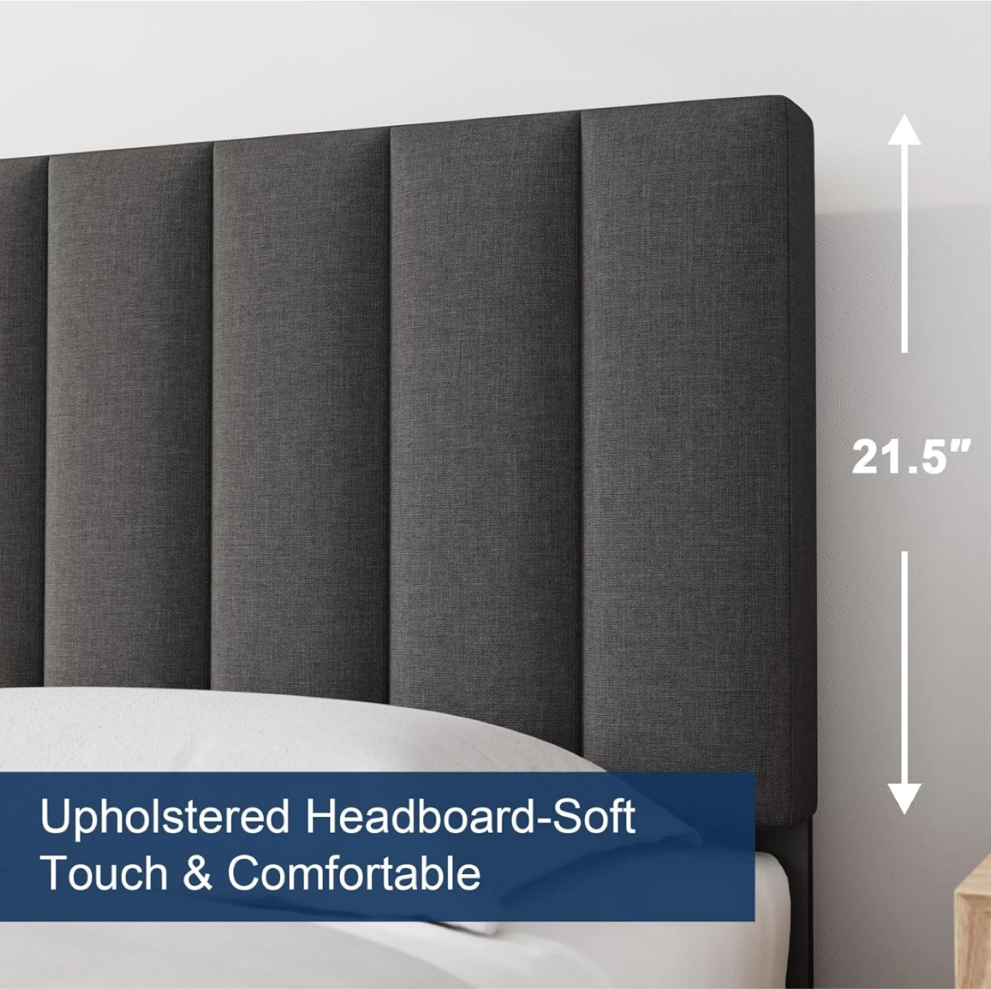 King Size Upholstered Platform Bed Frame with Headboard - photo 3