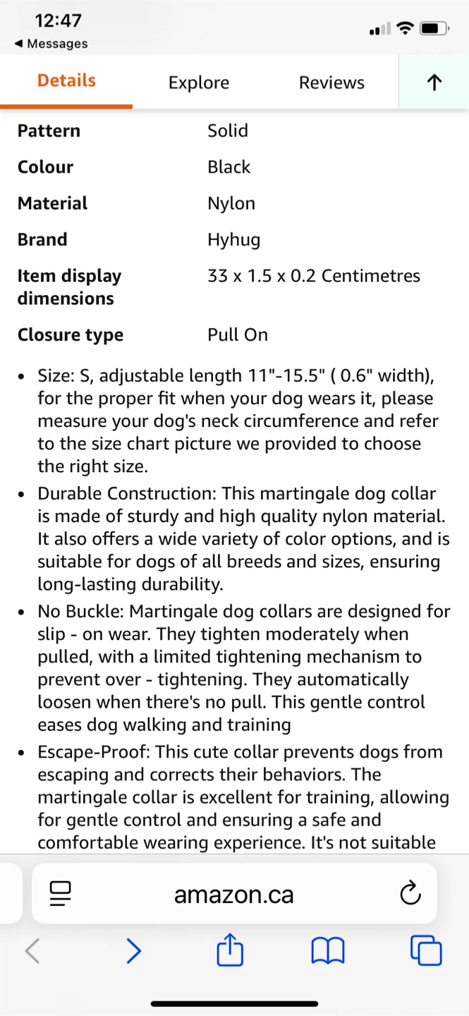 Hyhug Martingale Dog Collar - Black, Small - photo 2