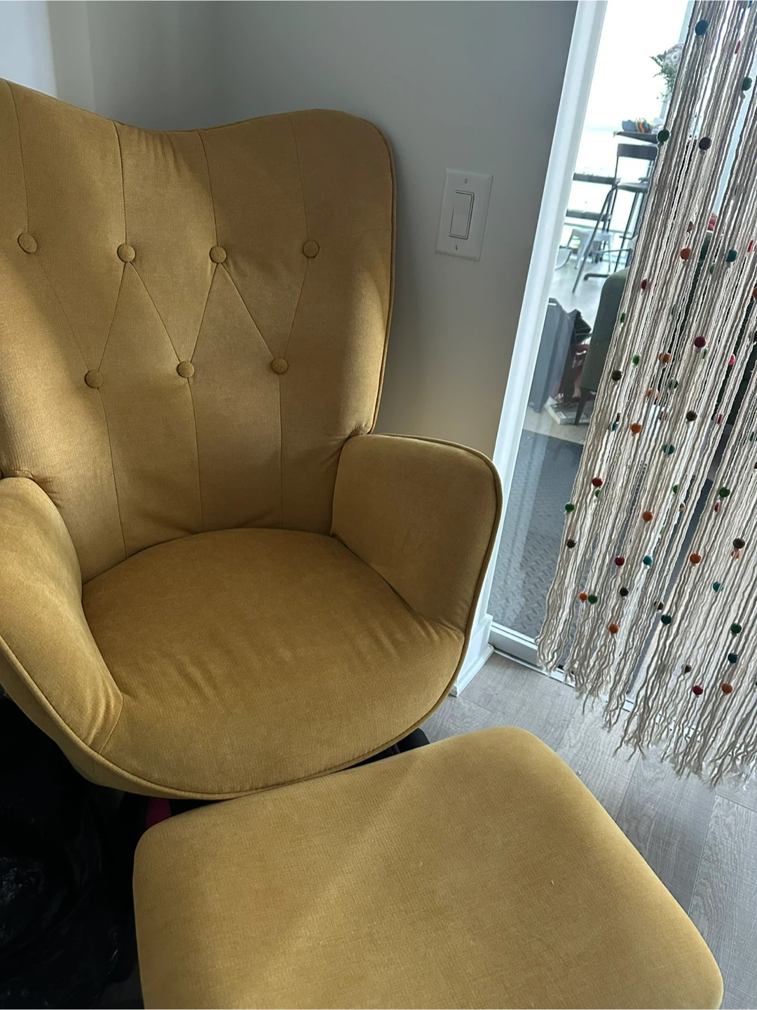 Yellow Armchair with Ottoman