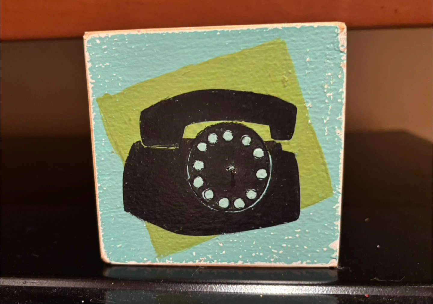 🏆Wooden Block Art with Rotary Phone Design