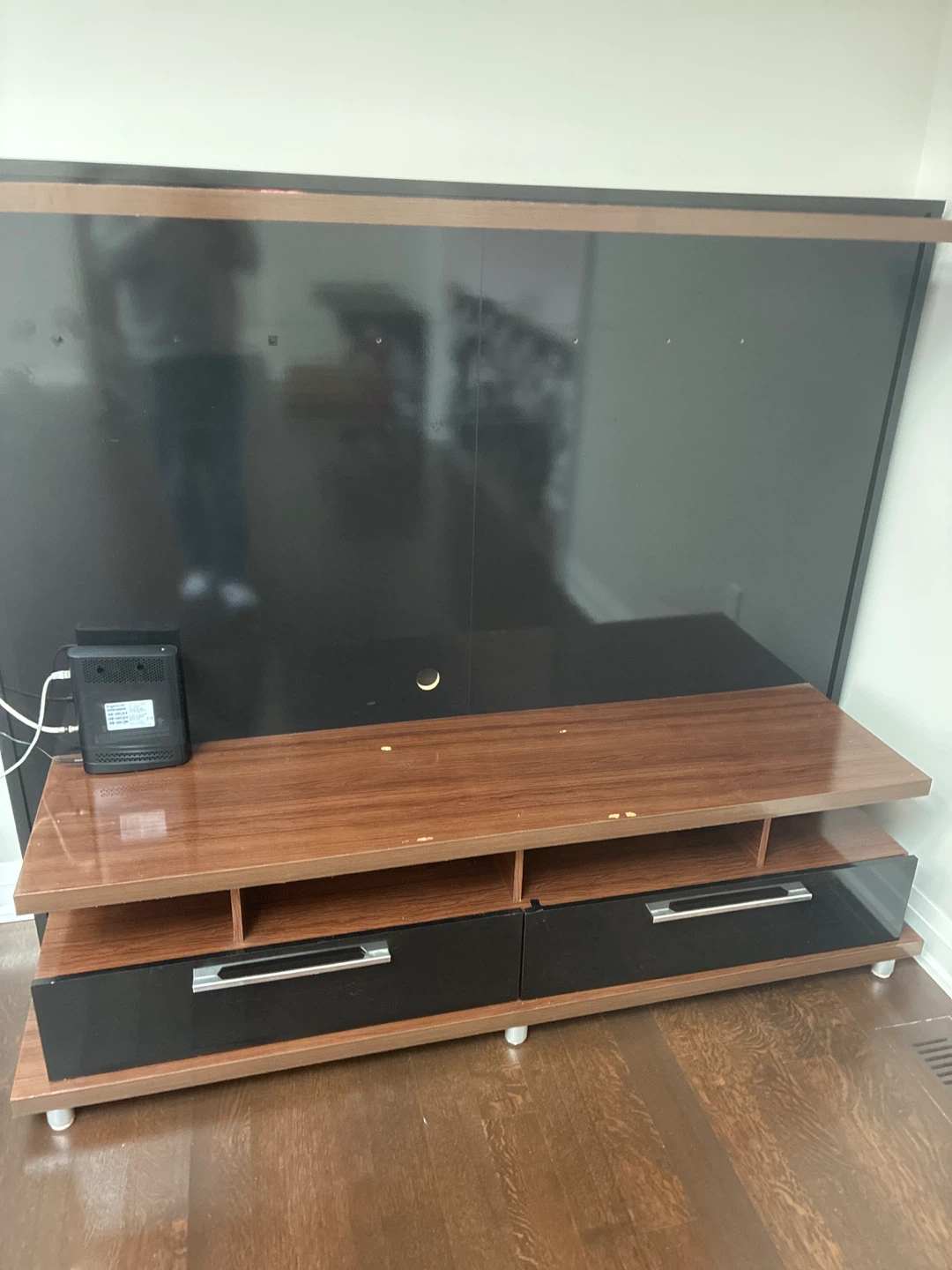 Modern Media Console with Shelving - photo 2