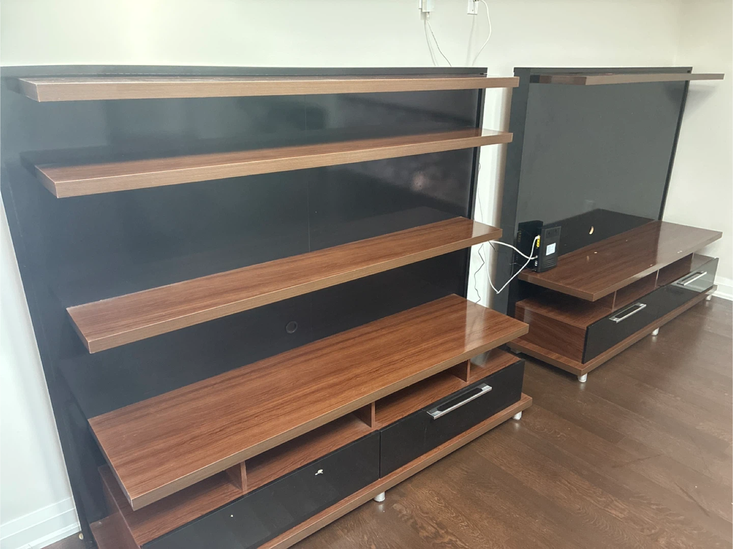 Modern Media Console with Shelving - photo 3