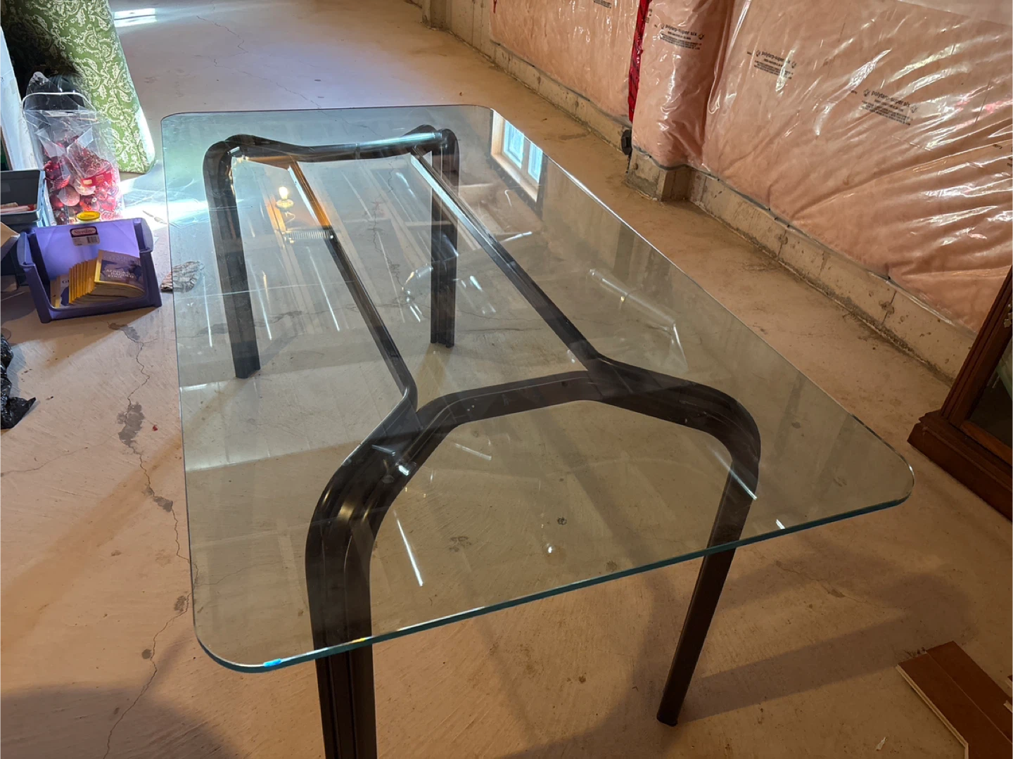 Glass Top Dining Table with Metal Frame - photo 2