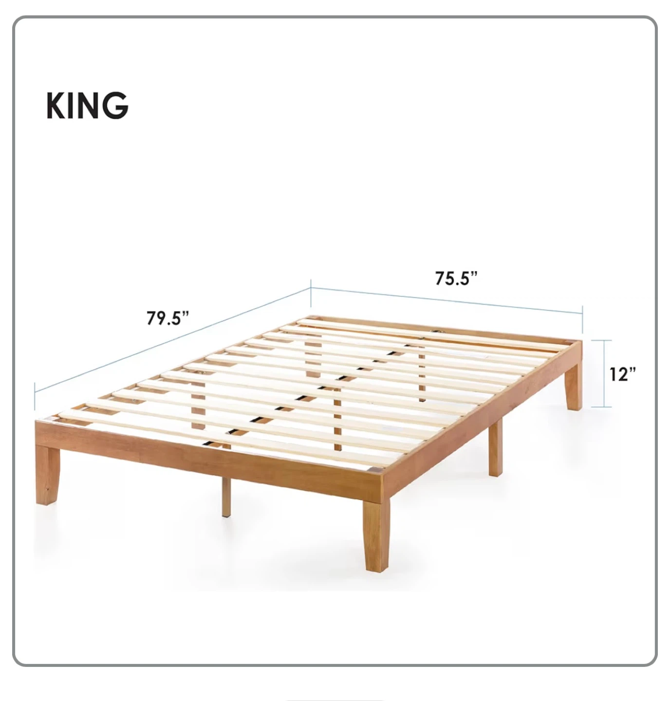 12-inch Solid Wood King Platform Bed - photo 5