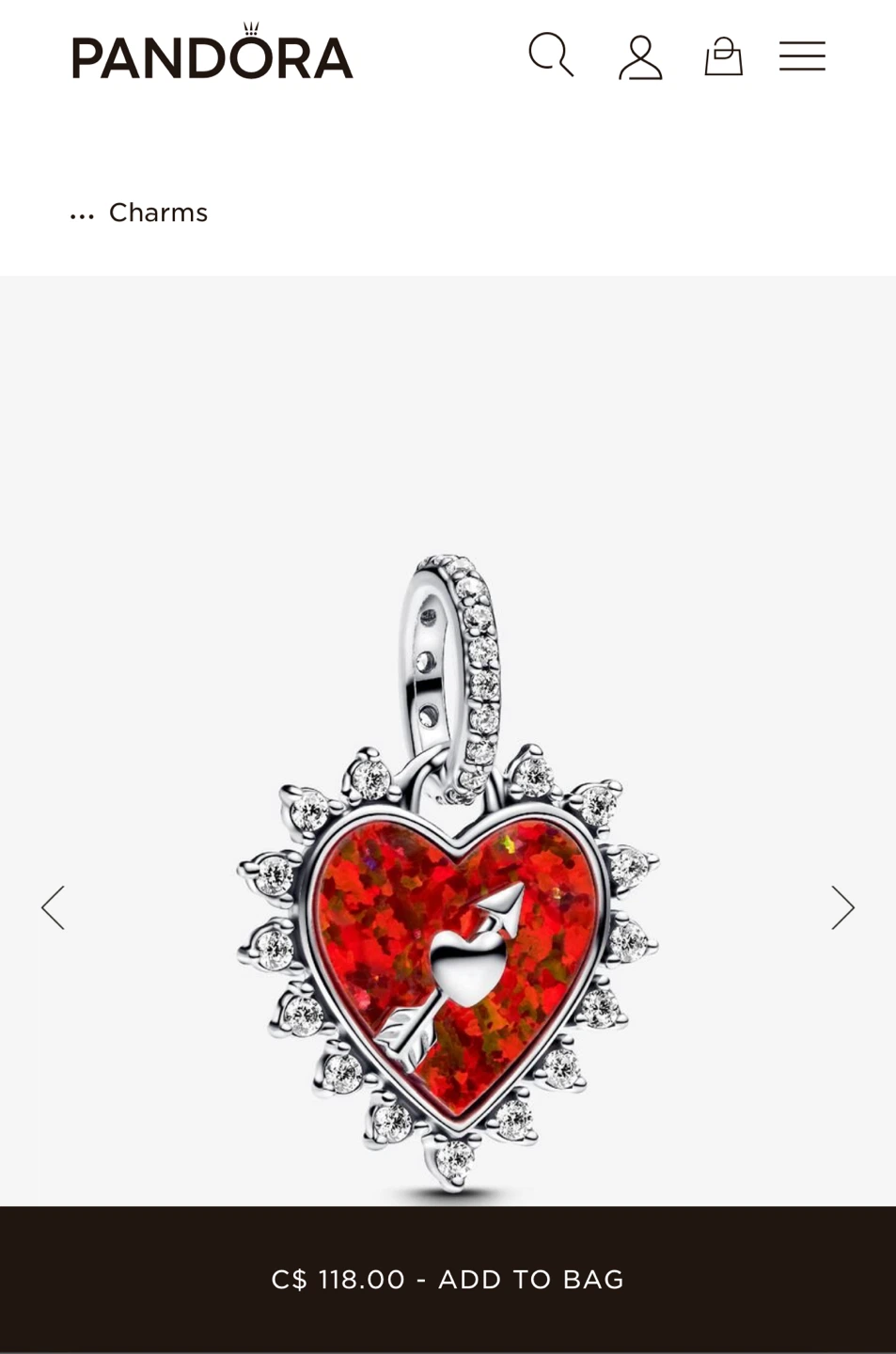 Pandora Spinnable Arrow Heart Dangle Charm - photo 2