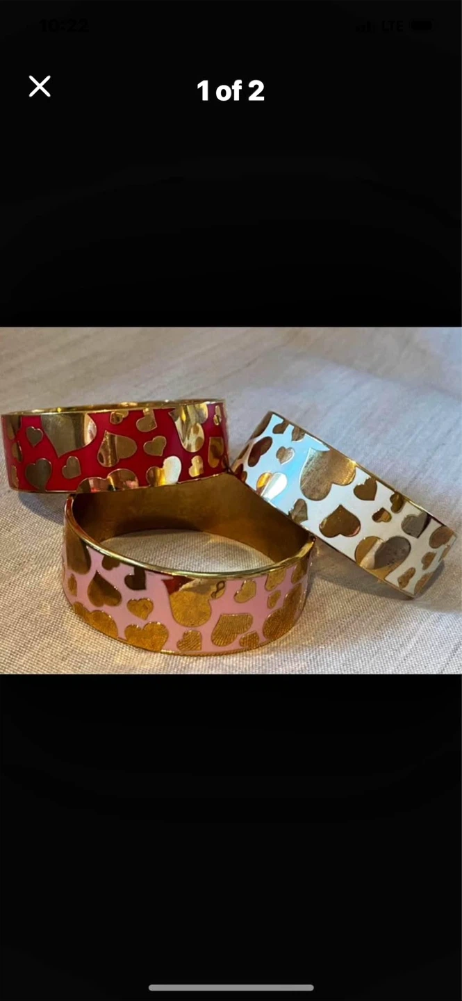 💖Set of 3 Metallic Heart Bangle Bracelets