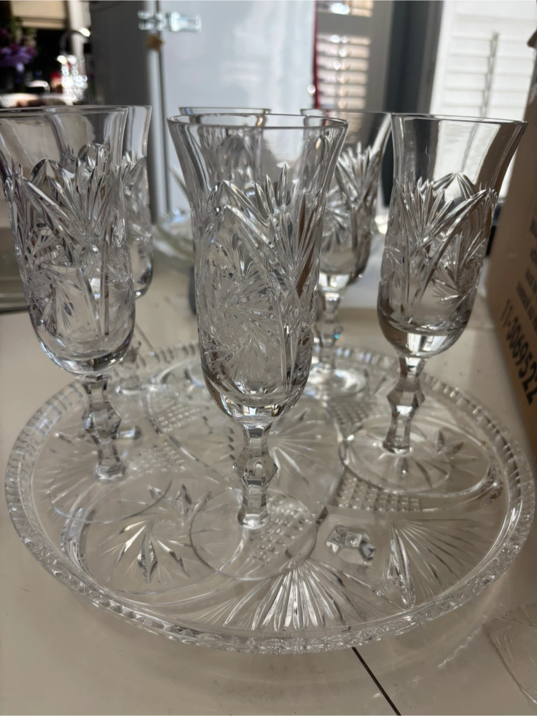 Crystal Flutes and Serving Tray Set - photo 5