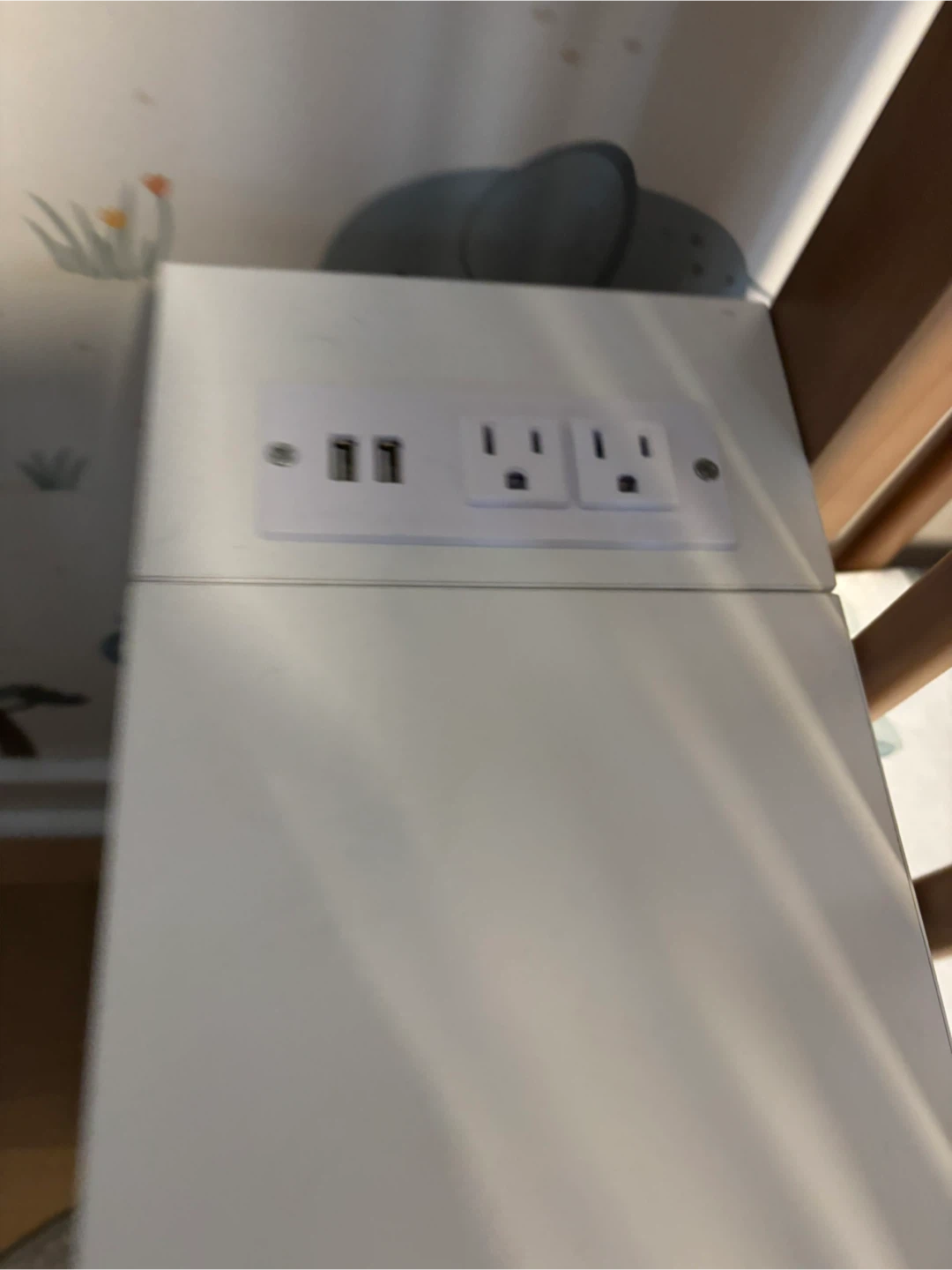 White Bedside Table with Integrated Power Outlets and USB Ports - photo 3
