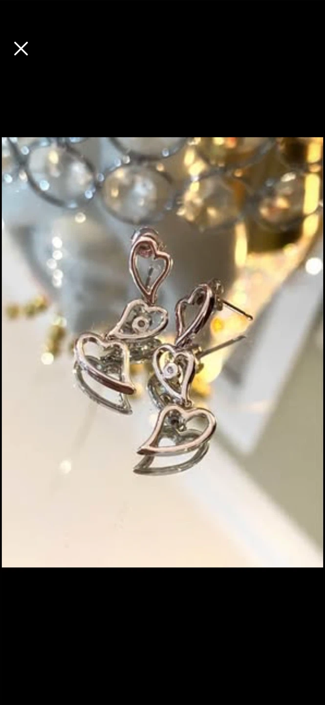 💖Sterling Silver Triple-Heart Dangle Earrings - photo 3