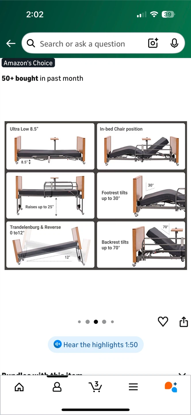 ARMONYO Adjustable Hospital Bed/MATRESS INCLUDED - photo 3