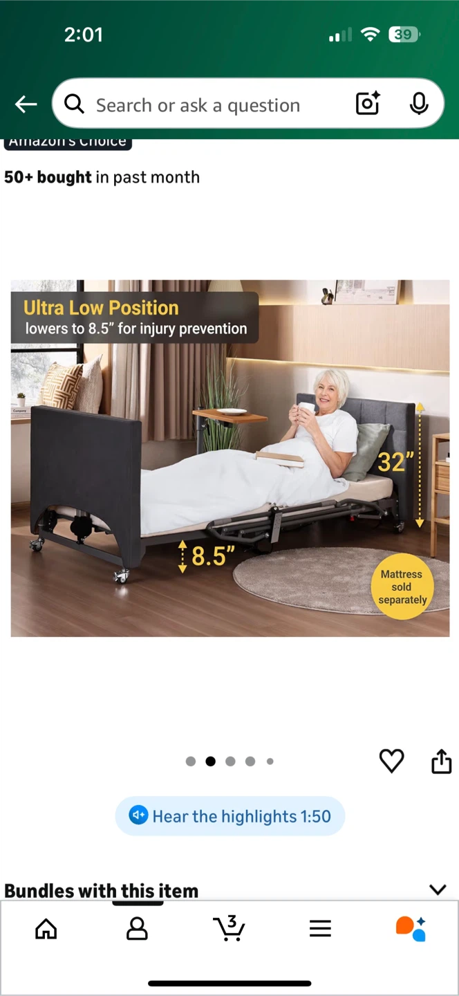 ARMONYO Adjustable Hospital Bed/MATRESS INCLUDED - photo 2