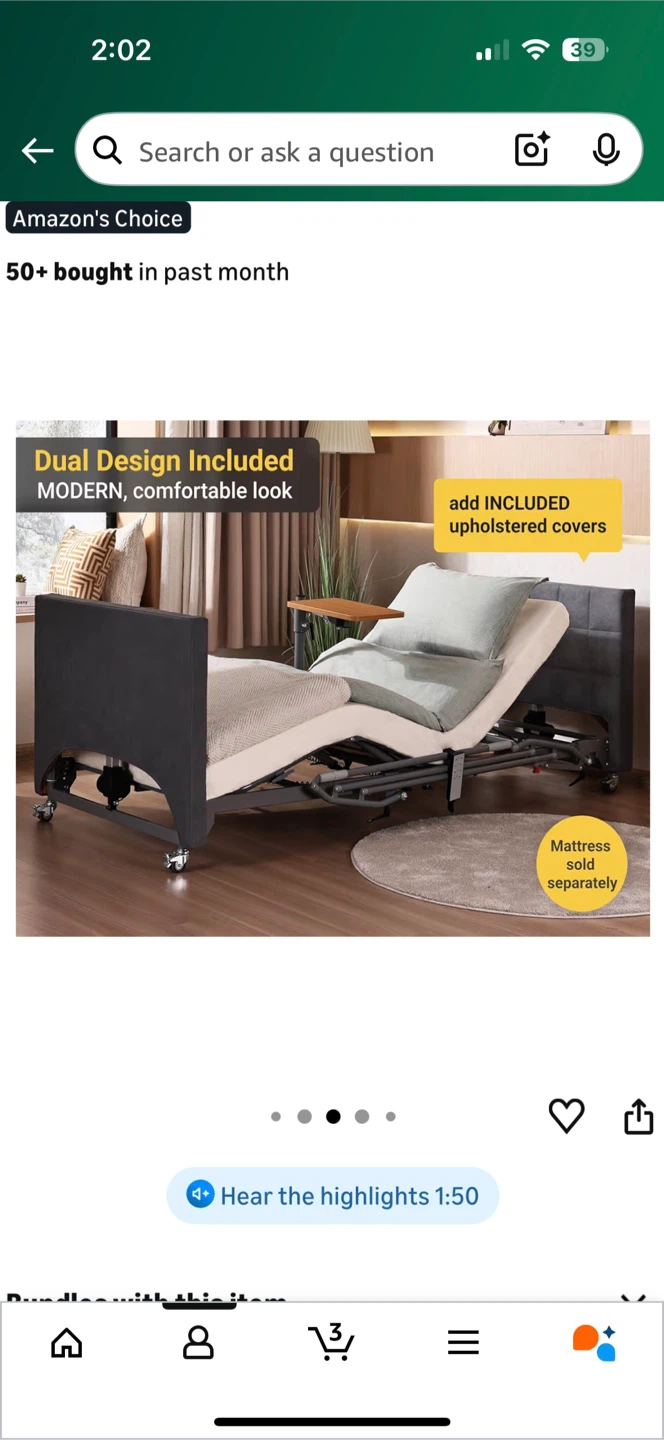 ARMONYO Adjustable Hospital Bed/MATRESS INCLUDED