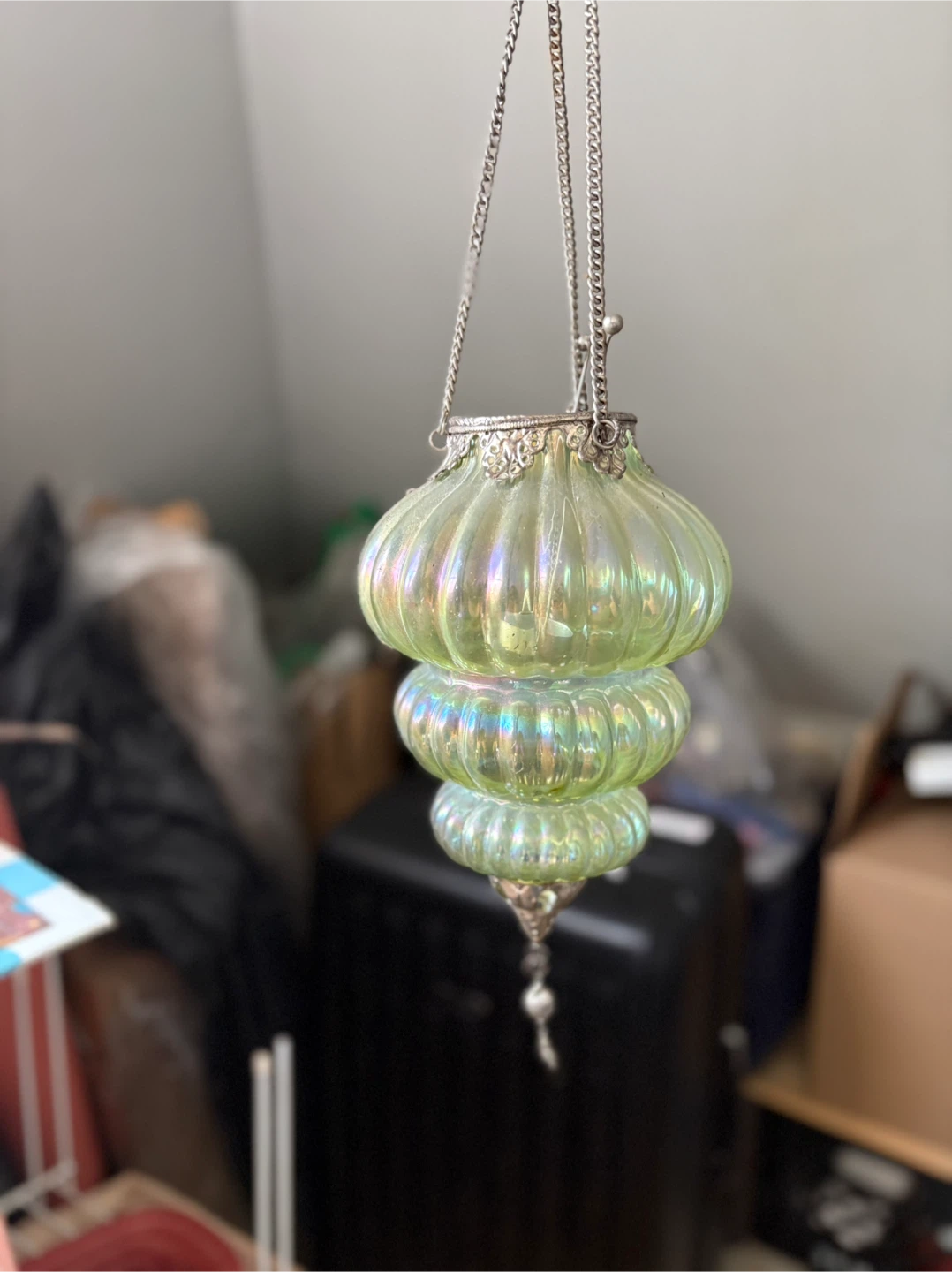 Green Iridescent Glass Hanging Lantern - photo 3