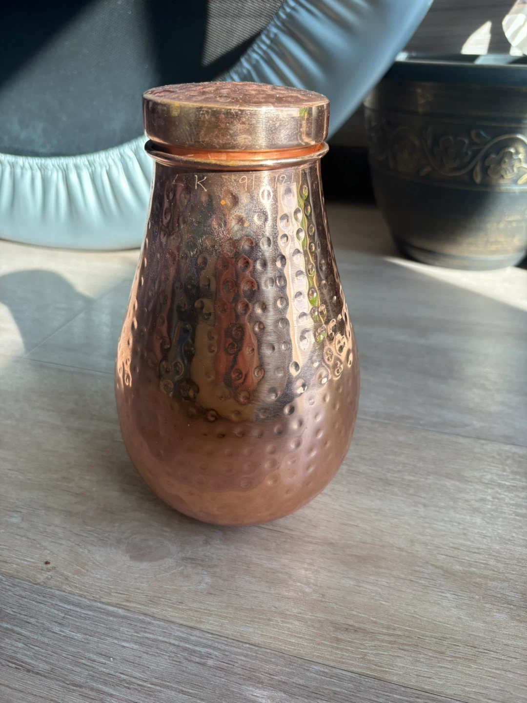 Copper Water Bottle with Lid