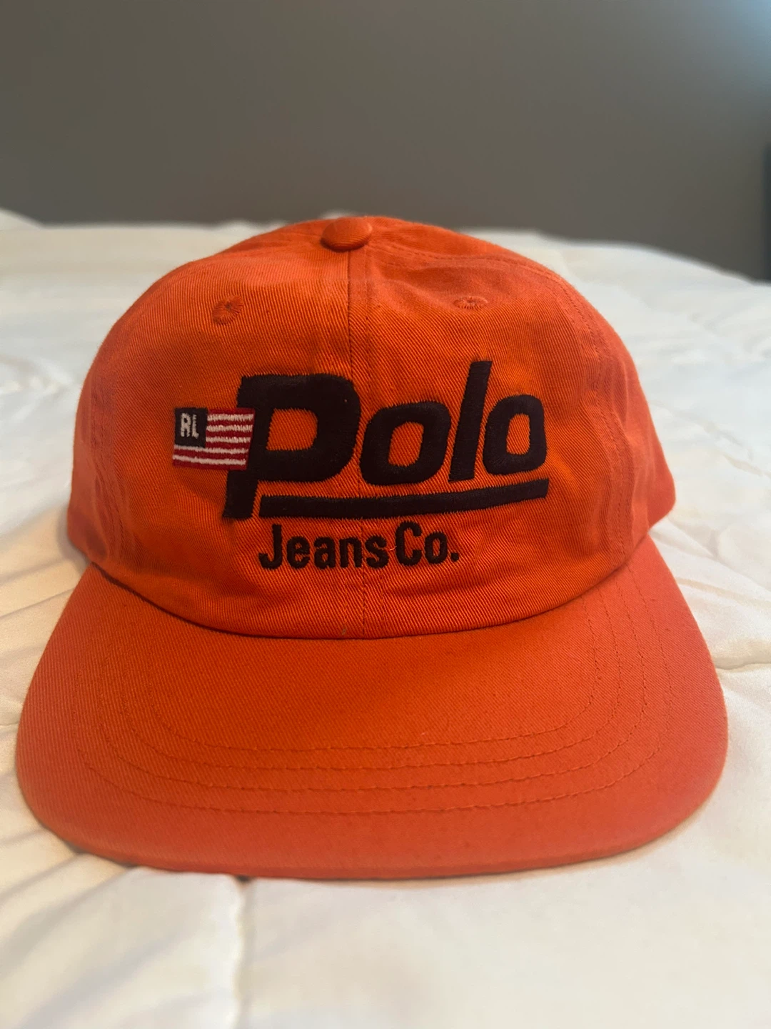 Vintage 90s Polo Jeans Co. Orange Baseball Cap Rare NWT