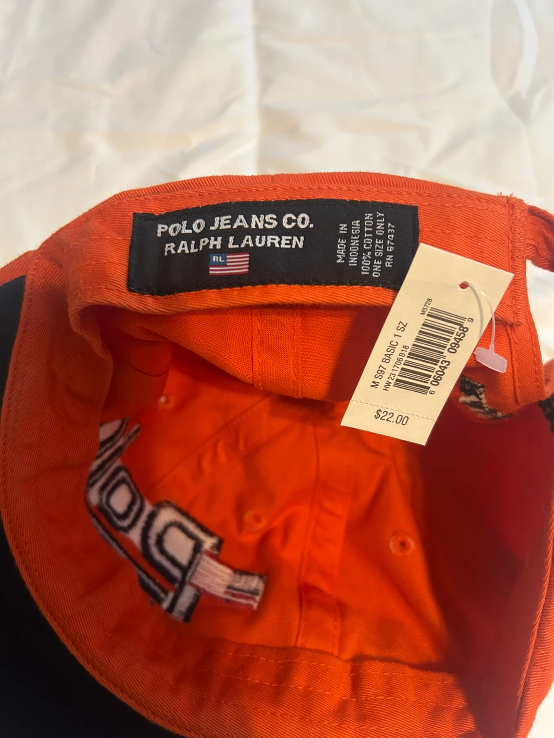 Vintage 90s Polo Jeans Co. Orange Baseball Cap Rare NWT - photo 2