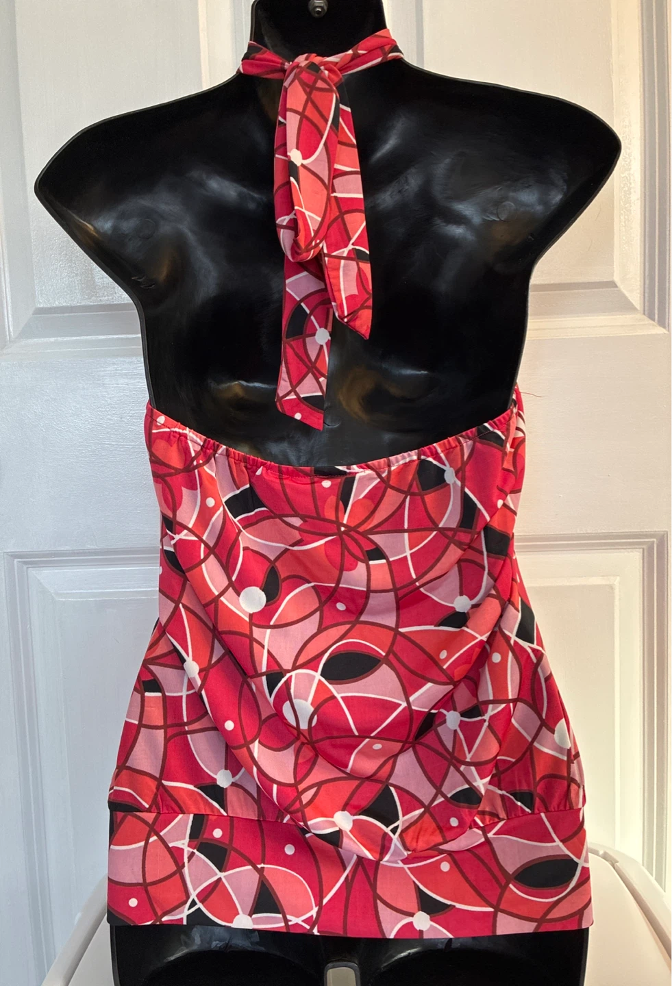 Red Patterned Halter Dress - Size 6 - photo 2