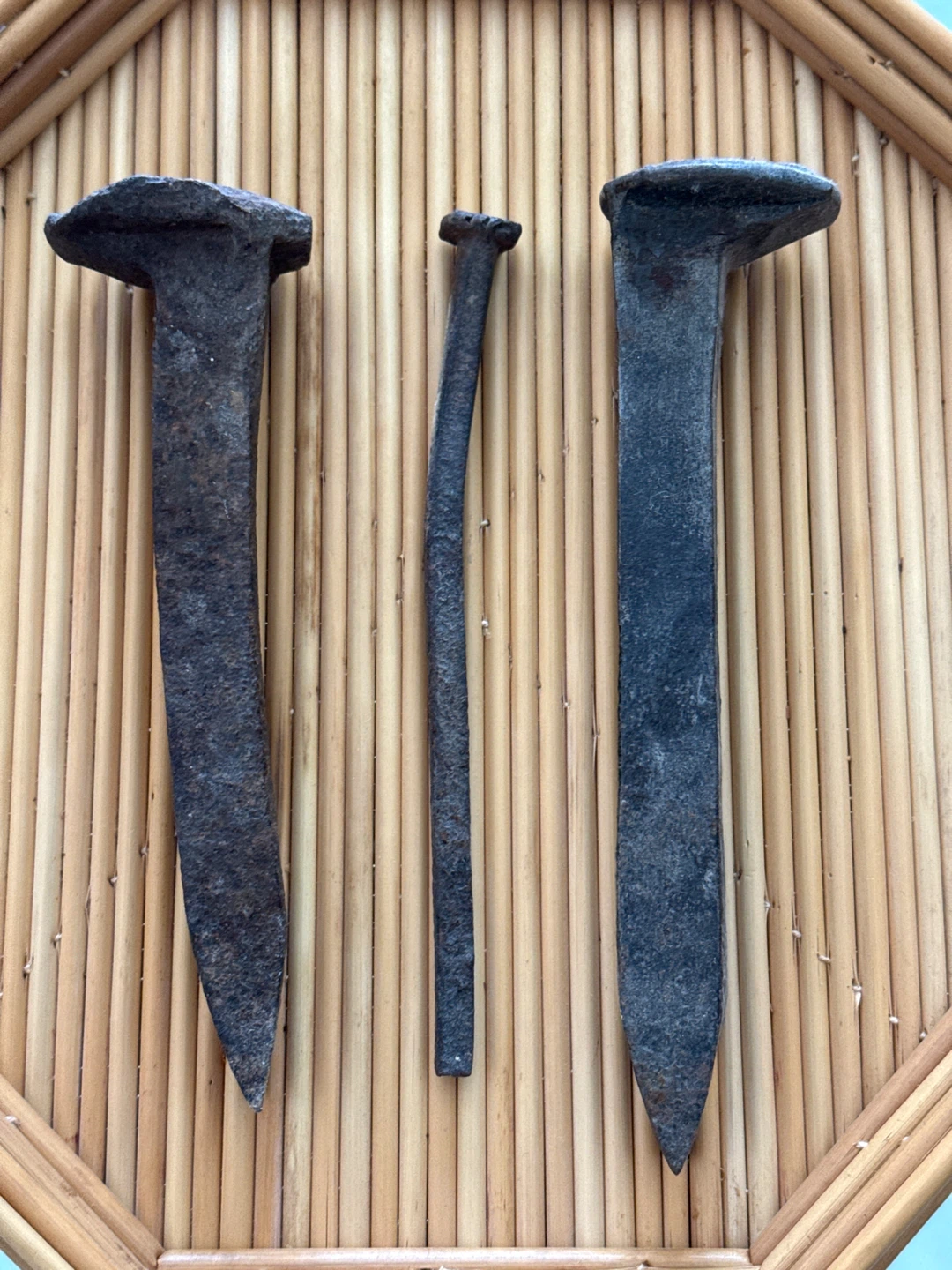 Set of 2 Vintage Railroad Spikes and handmade nail