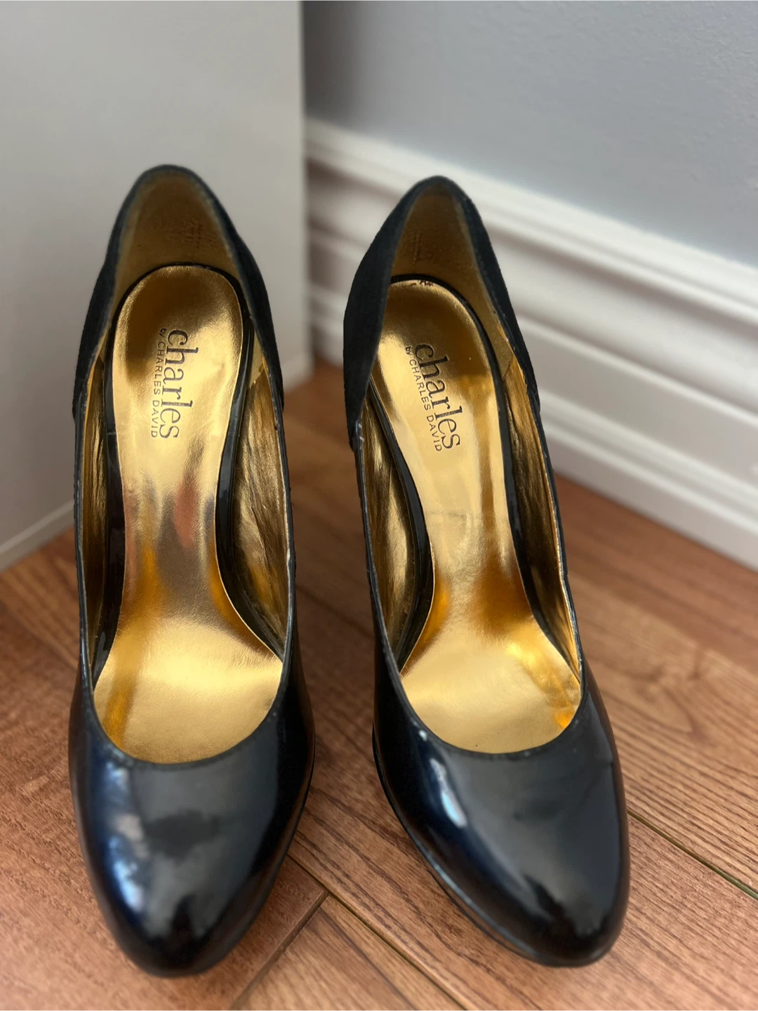 Charles by Charles David Black Suede & Patent Leather Heels