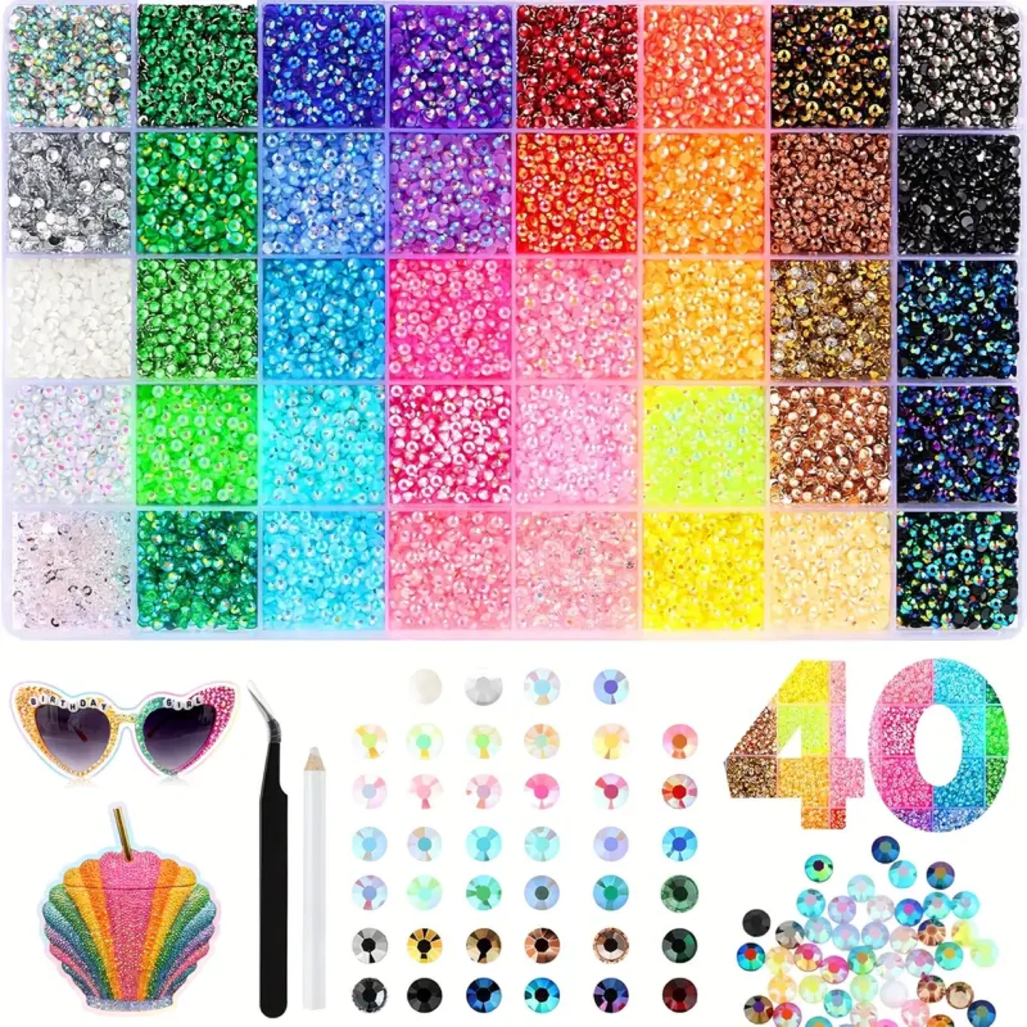 40 Colours Rhinestone Gems Craft Kit with Glue - photo 2