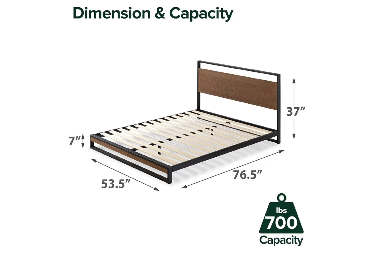 Full Bed Frame with Wood Headboard - photo 3