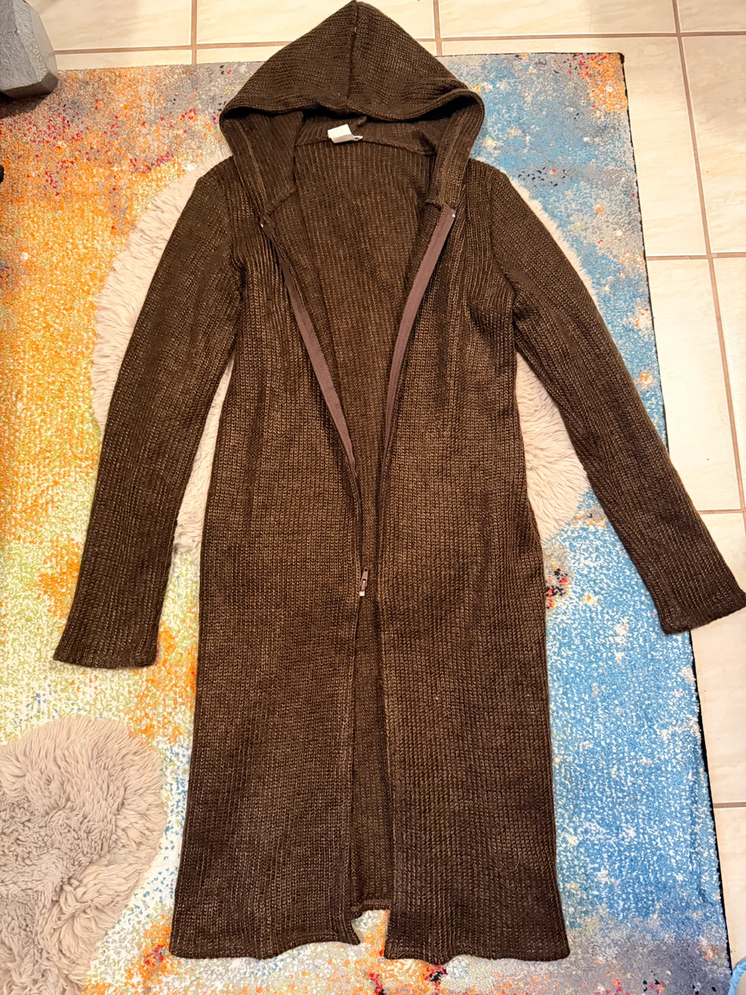 Mantique Hooded Cardigan - Brown, Size S/M🏆 - photo 2